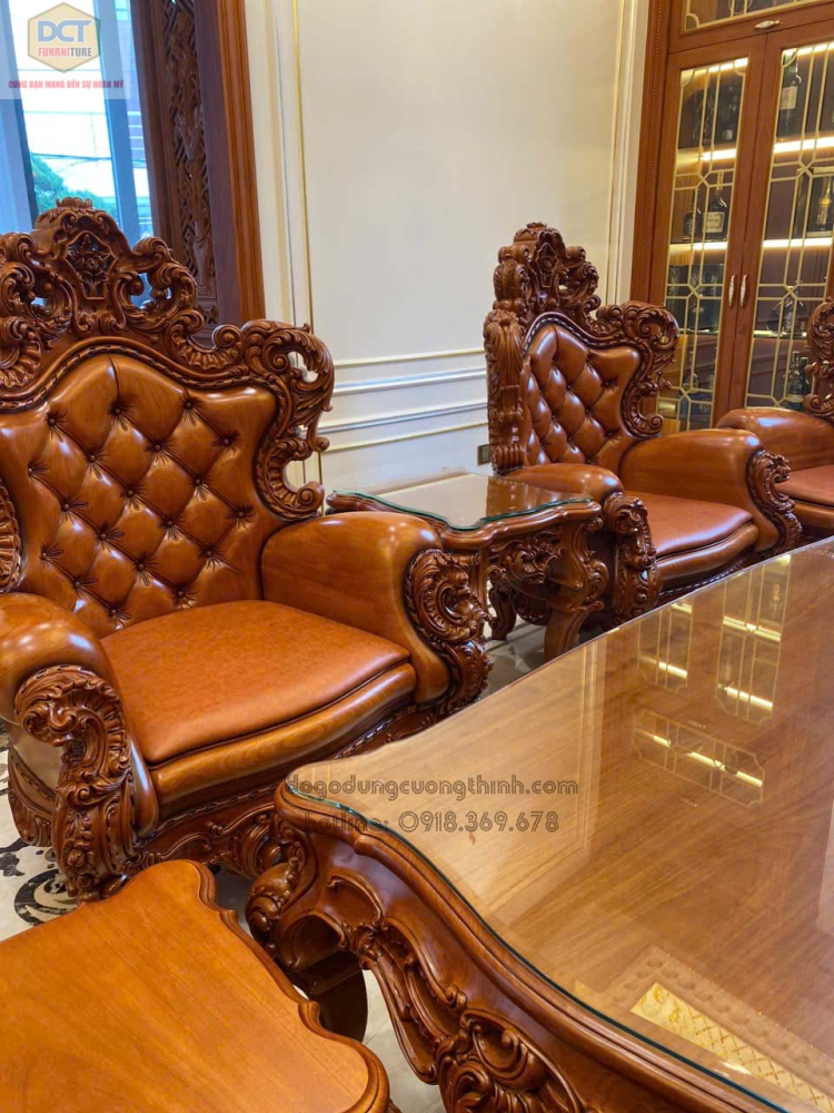 Bộ sofa hoàng gia gỗ gõ đỏ đẳng cấp PD145GD